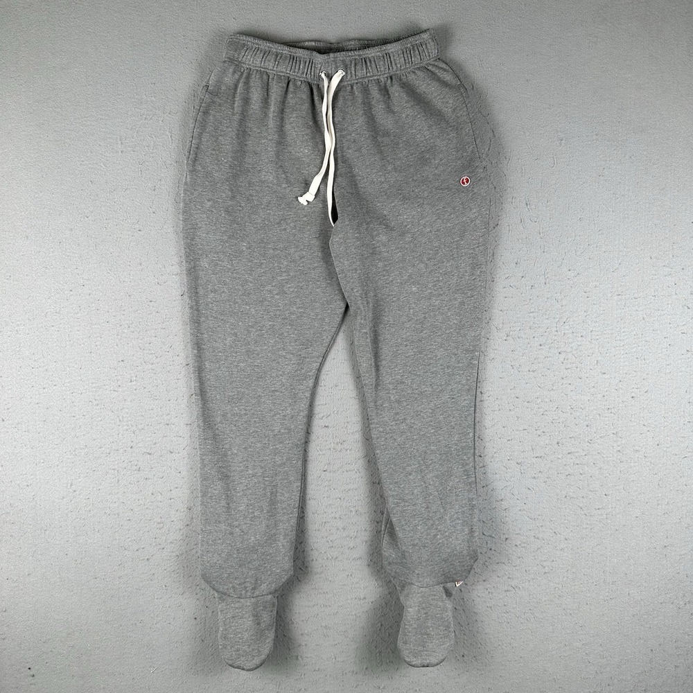 Feejays Pants Medium Gray Soft Fleece Footed Lounge Pajama Unisex Drawstring